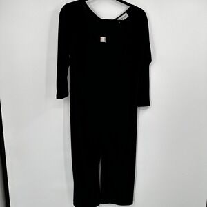 Bettina Riedel Black Jumpsuit Wide Leg 3/4 Sleeve Elegant‎ Size L